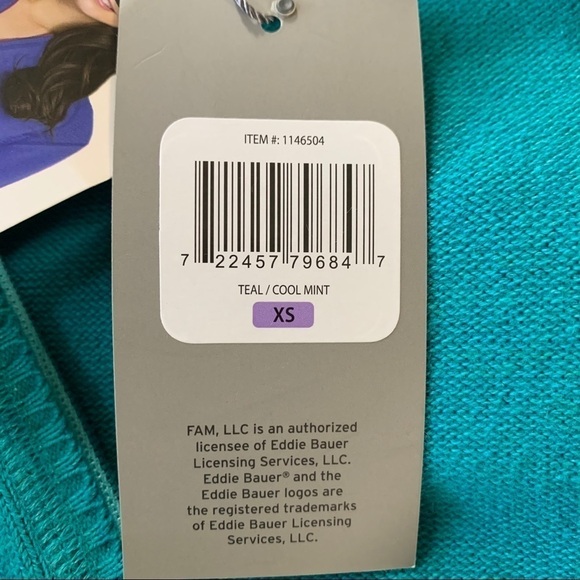 Eddie Bauer NWT Half Zip Knit Pullover Teal - Picture 11 of 12